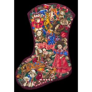 Vintage handmade HUGE Christmas stocking over 33" tall!  DOUBLE SIDED!